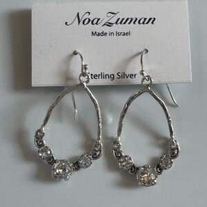 Noa Zuman Sterling Silver 925 Earrings with Crystal Accents made in Israel